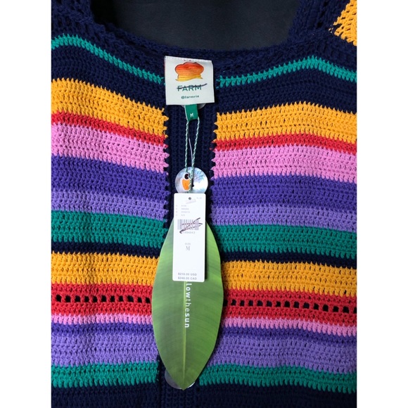 Anthropologie x Farm Rio Renata Rainbow Crochet Mini Dress $218 Medium - Picture 13 of 13